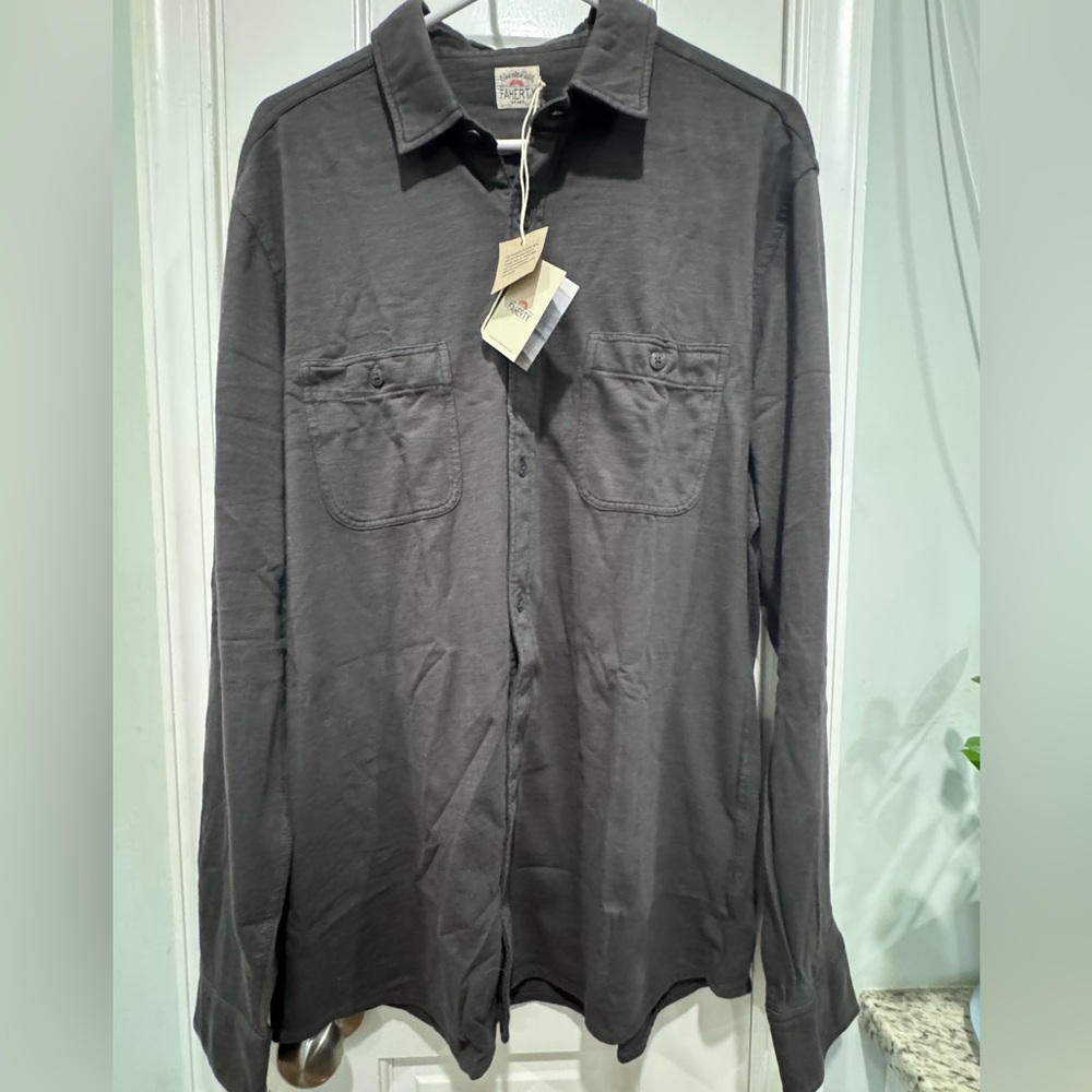Faherty Men's Casual Button Down Shirt - Dark Gray